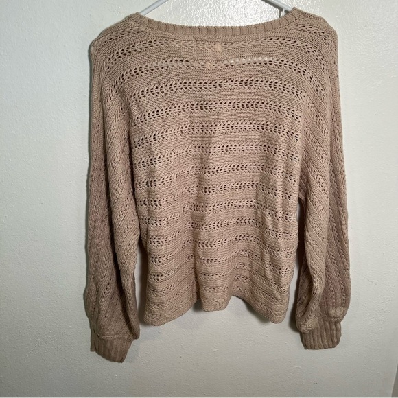 Hippie Rose Crewneck Sweater Beige Dolman Sleeve M - Picture 5 of 9
